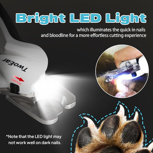 TwoEar Dog Nail Clippers with Light, Dog Nail Trimmers with Quick Sensor & Safety Guard, Razor Sharp Blade, LED Pet Nail Clipper/Dog Toenail Clipp...